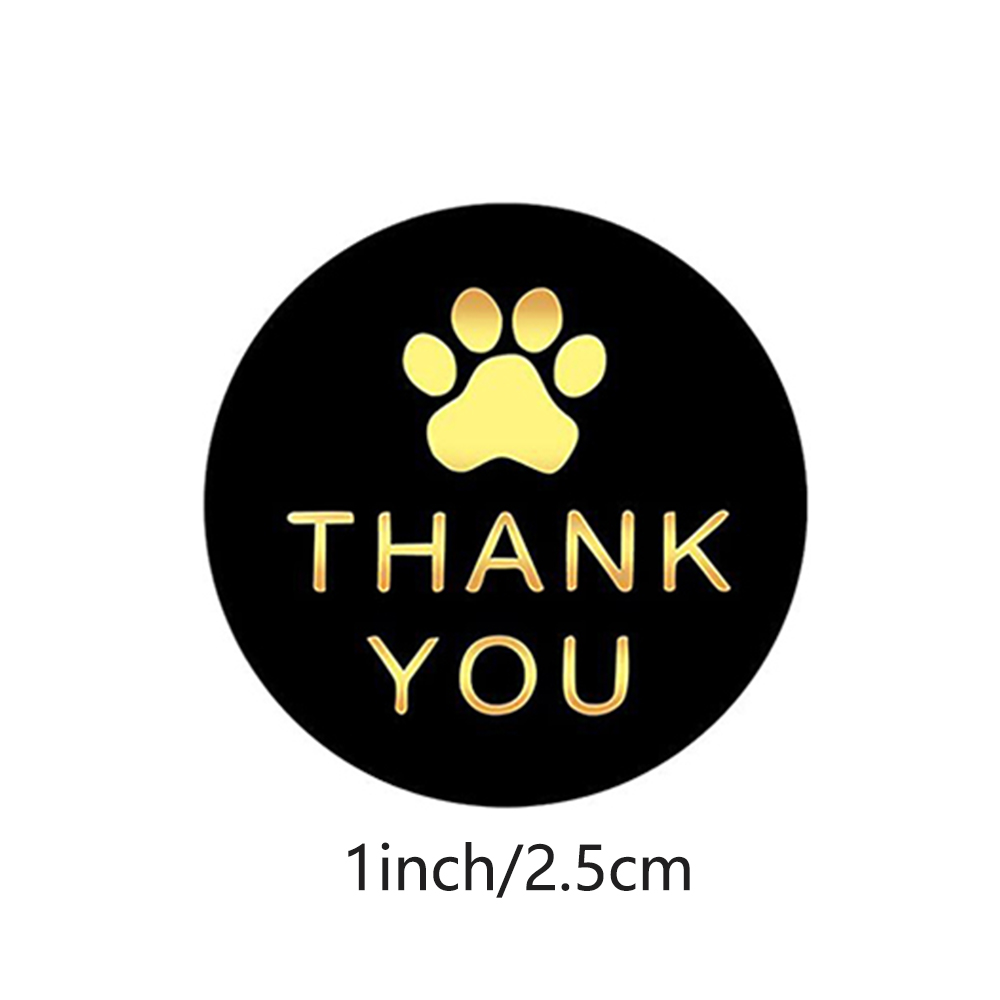 100-500Pcs Round Dog Paw Print Thank You Label Stickers Used for and Mailing Box Seal Labels Decorative Stickers