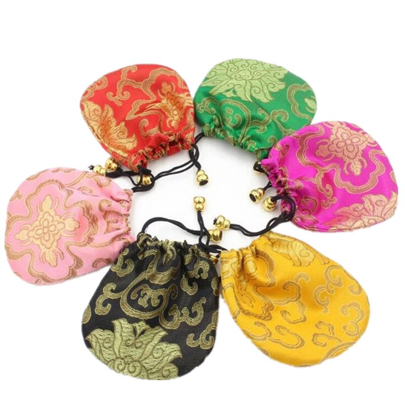 Silk Drawstring Pouch Drawstring Ethnic Style Jewelry 1 Pcs Bags Embroidery Jewellery Pouch Brocade Box Small Trick Colorful