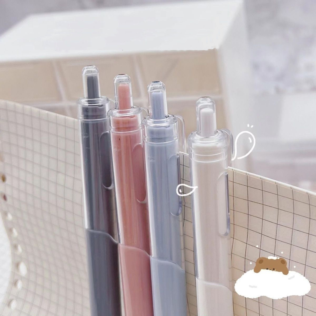 Paquete de 5 bolígrafos de clic recargables negros de alta estética de 0,5 mm para uso en estudio y oficina