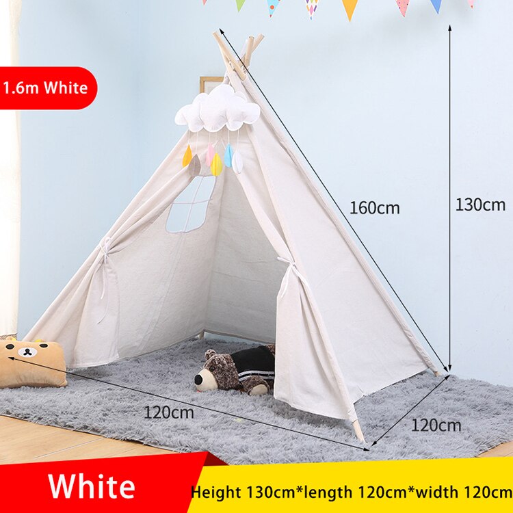1.6M tenda per bambini Tipi per bambini pieghevole Teepee Playhouse tenda da gioco al coperto per giochi per bambini tende giocattolo: XM-WG-004-1.6-White