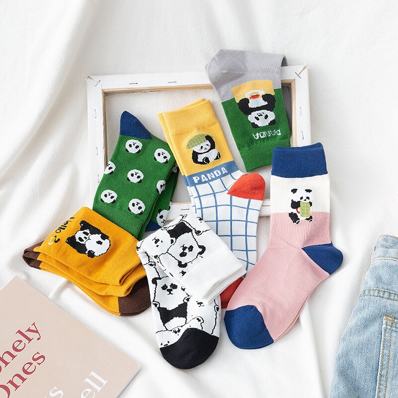 Meias femininas animal panda engraçado meias criativo streetwear doce bonito coreano kawaii dos desenhos animados meias skarpetki sokken calcetines soks