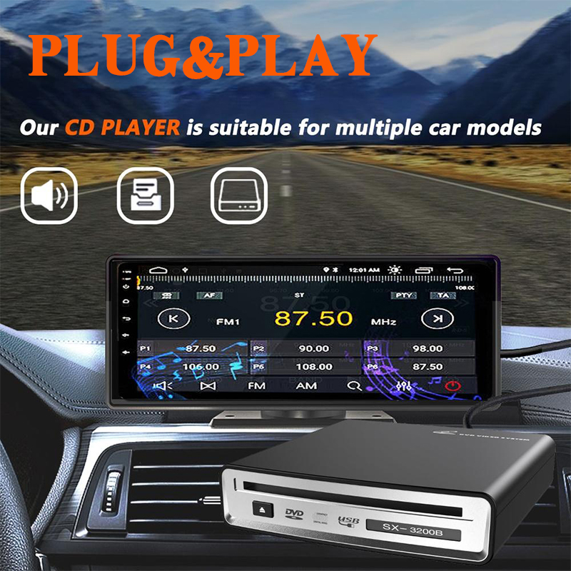 External Car CD Player For Car Host, LED TV, PC and Set-top Box With USB/Type-C Connection CD Player Plug and Play