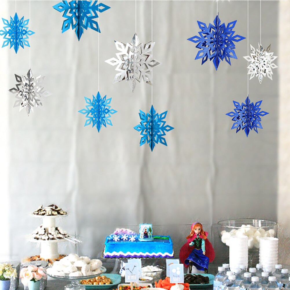6 stks/set Winter Party Kerst Sneeuwvlokken Decoratie Kerst 3D Hollow Sneeuwvlokken Opknoping Ornamenten Papier Woondecoratie