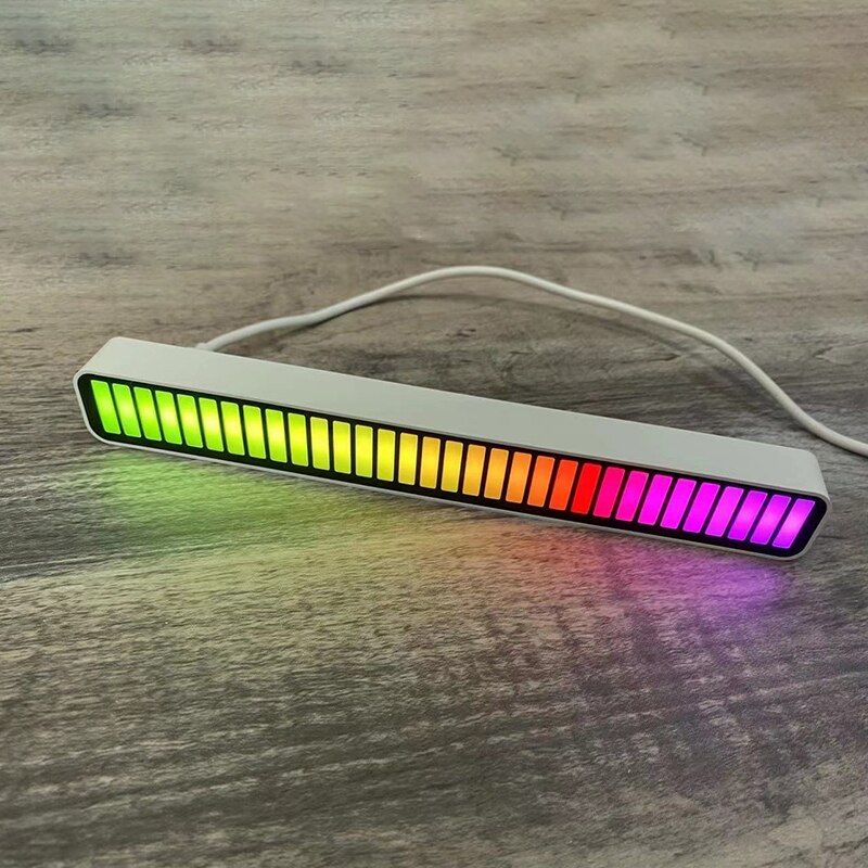 Voice-activated Rhythm Light Stick 32-Bit RGB Colorful Audio Spectrum Bar Pickup Ambient DJ LED Rhythm for Bluetooth-compatible: white