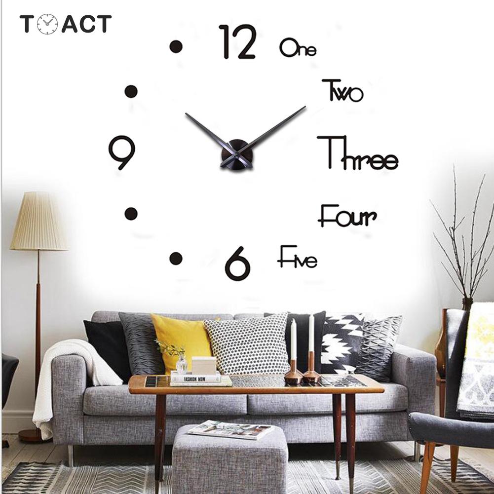 3D DIY Large Wall Clock Modern Silent Wall Sticker Clock Acrylic Mirror Self adhesive Wall Clocks Living Room Home Decor