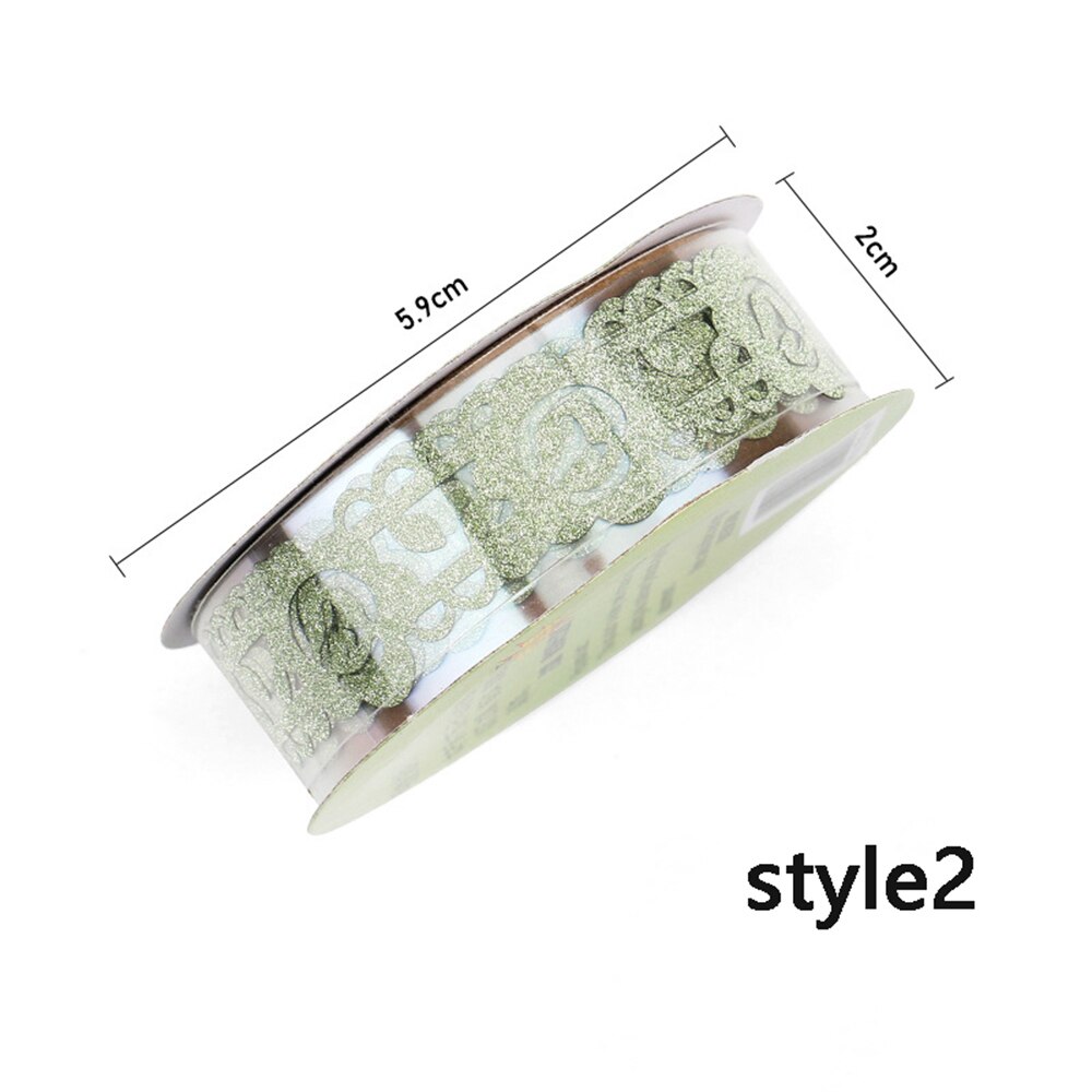 1 rollo de cinta adhesiva de oro brillante creativa, cintas de encaje con purpurina, cintas Washi manual autoadhesivo para estudiantes, decoración DIY: style2