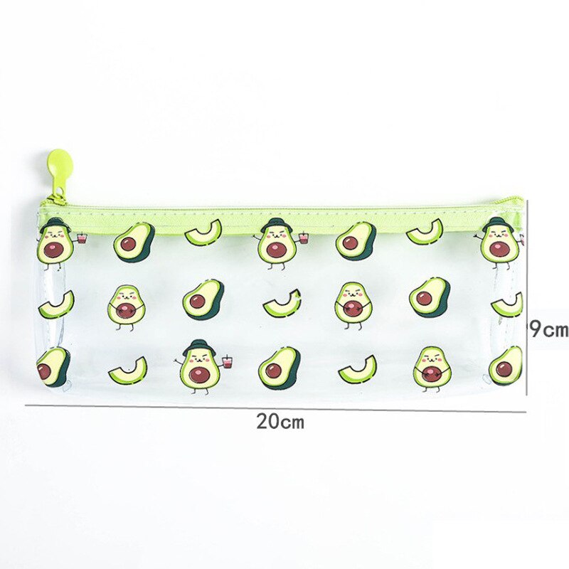 Söt kawaii tecknad avokado penna väska mini pvc transparent brevpapper förvaring för pojke flicka student skolmaterial: Liten avokado