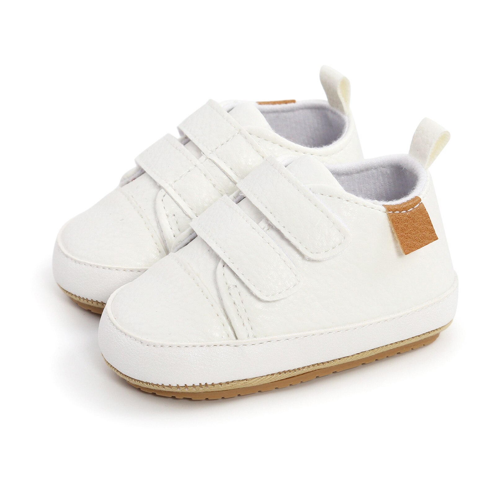 Infant Baby Girls Boys Walkers Shoes Sneaker Leather Soft Anti-slip Rubber Sole First Walkers: White / 0-6 Months