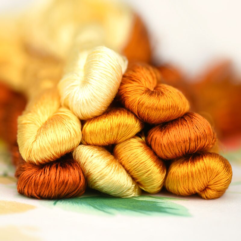 1 väri 400m suzhou kirjonta 100%  luonnonsilkki brodeerattu lanka silkki tee itse silkkinen kirkas värilinja oranssinruskea