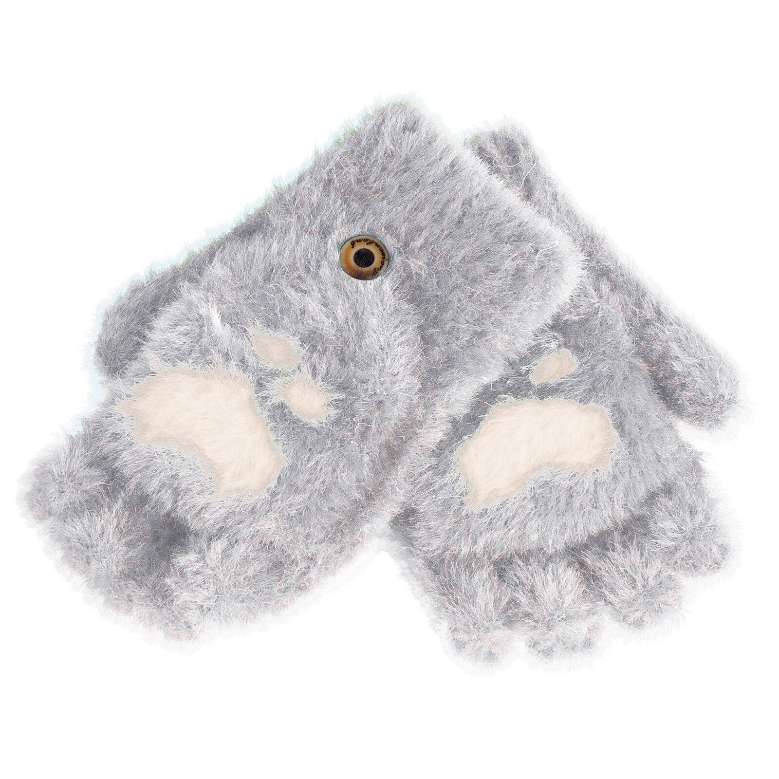 Handschuh Winter Frauen Warme Winter Warm Halten Kaschmir Schöne Druck Weave Gestrickte Flip Handschuhe Fäustlinge Plüsch Kurze Finger Handschuh: Grau
