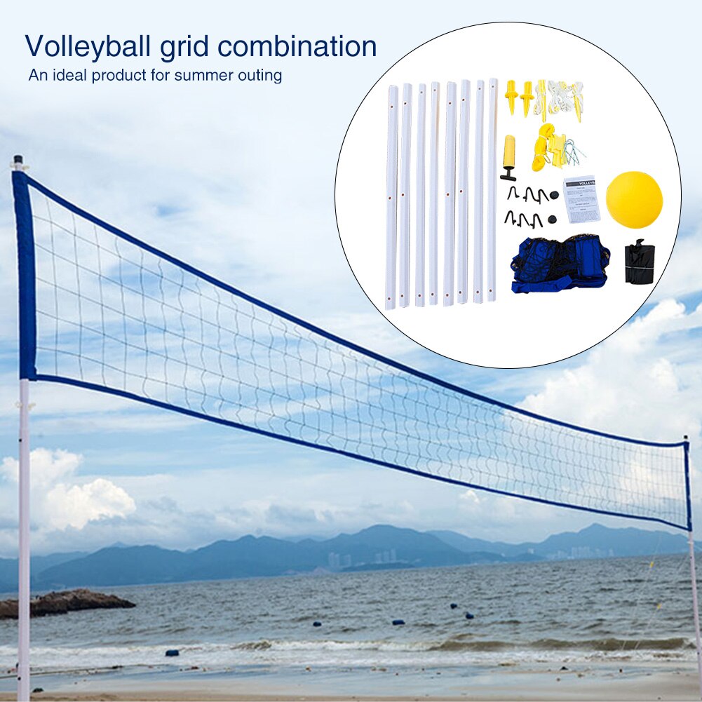 Foldable Tennis Accessories Mesh Outdooor Sports Volleyball Net Set Portable Badminton Adjustable Height Summer Beach Training