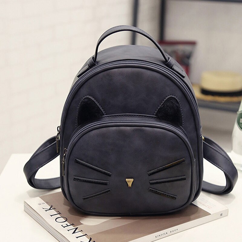 Vrouwen Meisje Rugzak Leuke Kat Baard Reizen Rugzak Rugzak Schooltas 4 Kleur: gray