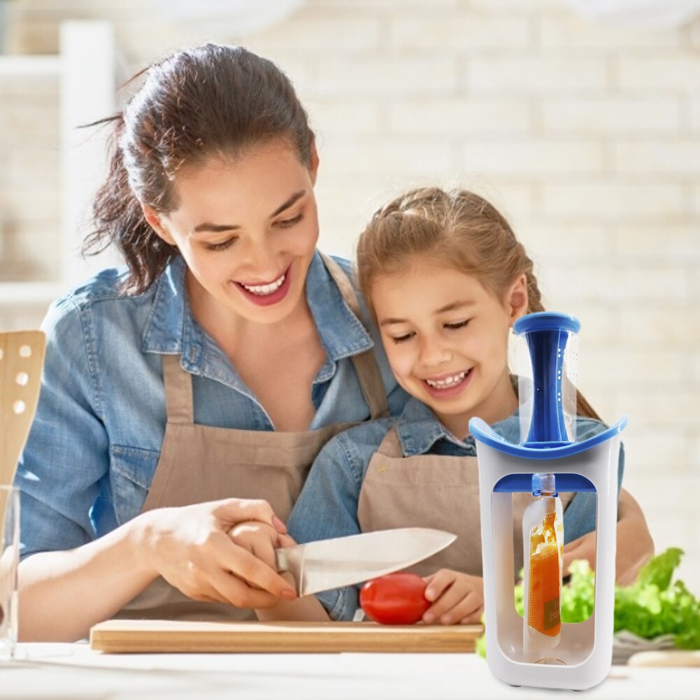 Fruit Food Squeeze Station Baby Fresh Fruit Juice Food Maker Pouch Puree Squeezer Juice Dispenser Baby Food Squeezer Maker