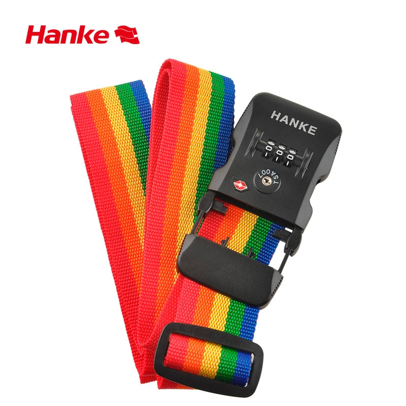 Hanke bagage sangle voyage accessoire ceinture de valise avec serrure TSA longueur réglable pour 32 pouces et ci-dessous couleur arc-en-ciel H6118