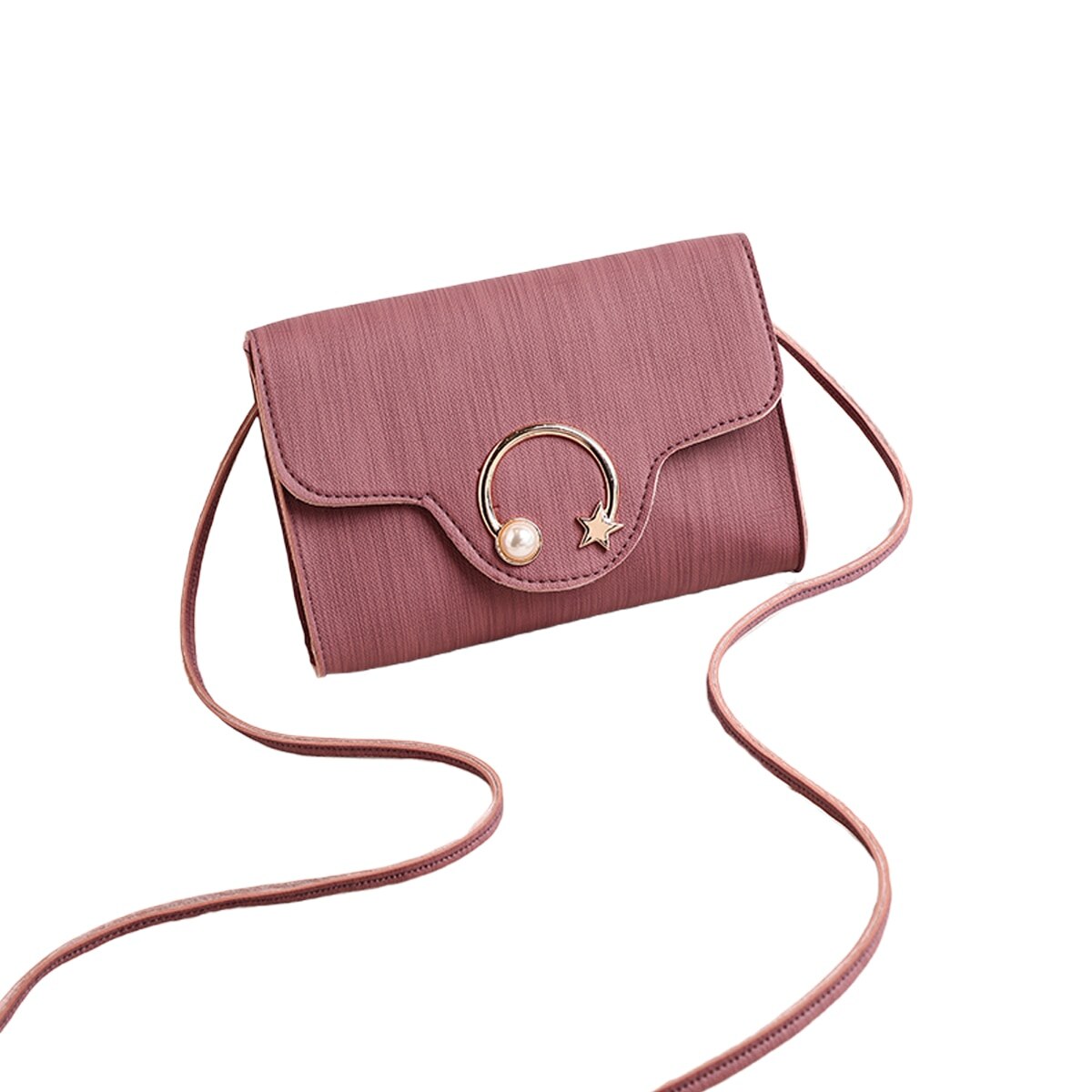 Trend damer enfärgad liten fyrkantig väska koreansk personlighet metall måne och stjärna dekorerade cross-body handväskor: 9