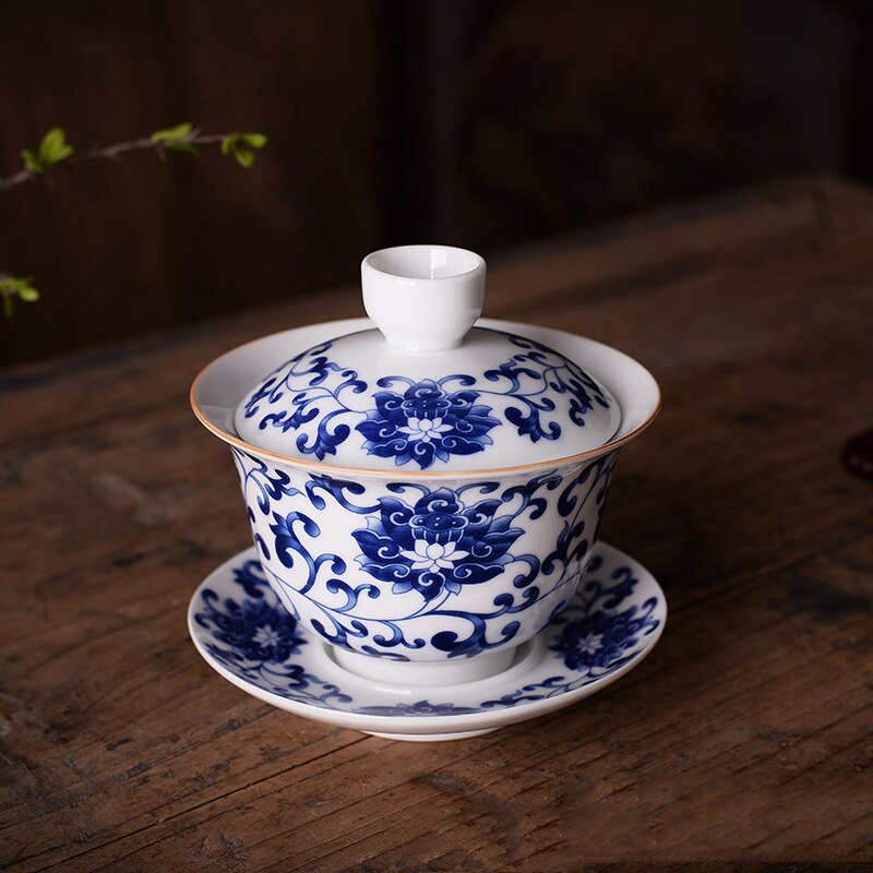Chinese Traditions Gai Wan Tea Set Bone China Tea Sets Dehua Gaiwan Tea Porcelain Pot Set For Travel Beautiful And Easy Kettle: 01