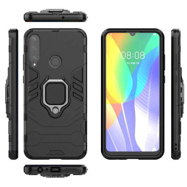 Coque blindée antichoc pour Huawei, pouces, Y6P, 6.3: For Huawei Y6P / Black