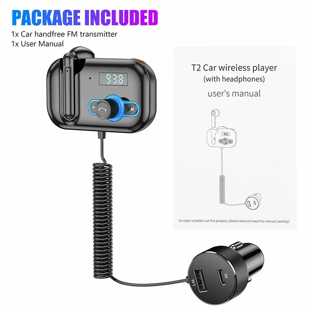 Handsfree Bluetooth-compatible Fm Transmitter Wireless Radio Adapter Car Kit Multi-function Car Mp3 Player Dual Usb Charger
