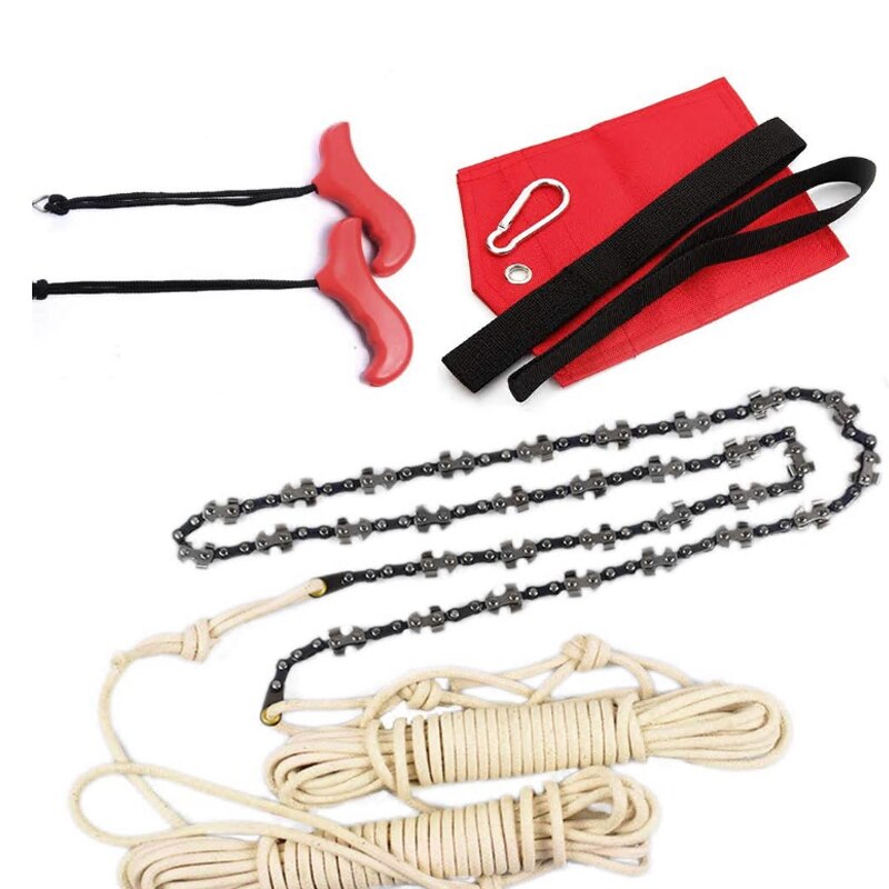 48" Chain Saw Woodworking Hand Saw Rope Saw with Bag for Tree Wood Pruning Branches Cutting Camping Outdoor Garden Chainsaw Kit: Brown