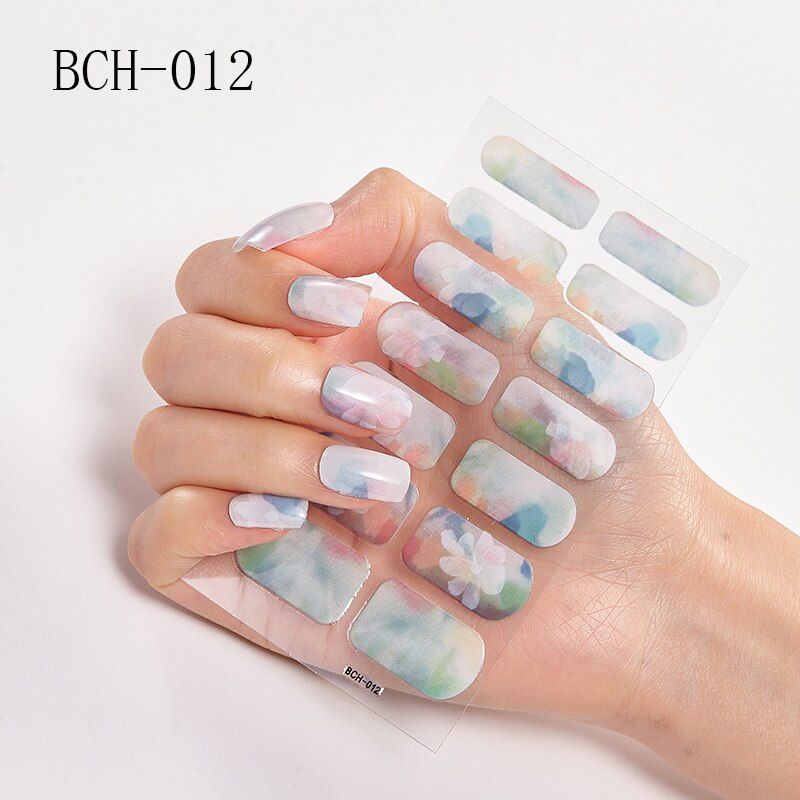 Japanese/Korea Style Nail Stickers Nail Wraps Stripe Full Cover Self-Adhesive Flower Waterproof Nail Polish Stripe Nail Art