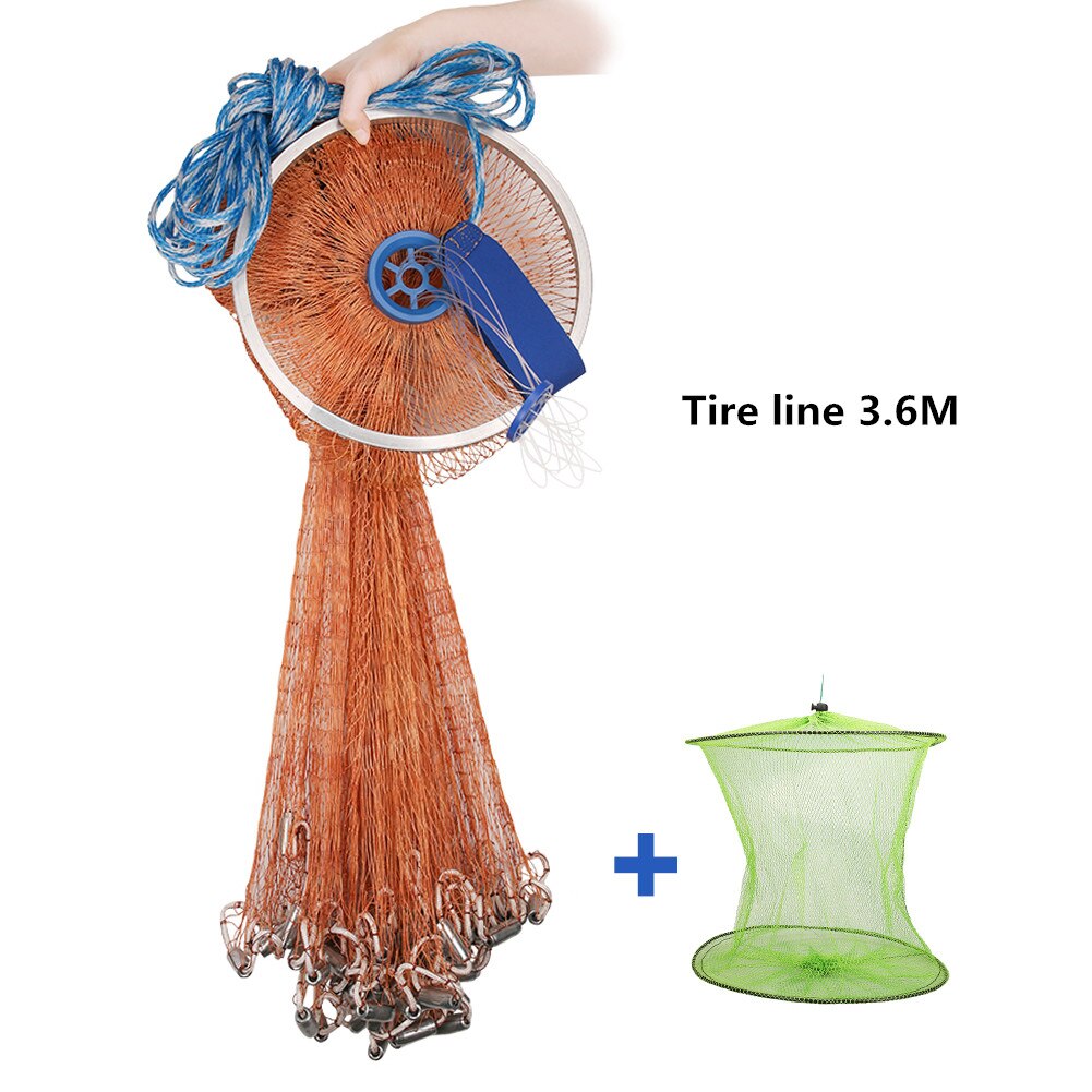 Cast Nets 2.4M-4.8M With Sinker USA Style Catch Fishing Net Mesh Tyre/Monofilament Thread Fly Hand Throw Gill Network: B2 360 with sinker