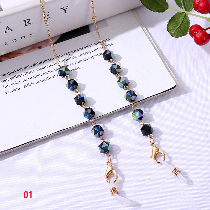 Catene per occhiali con perline di cristallo della boemia cordino maschera per il viso supporto per catena corda per occhiali occhiali da sole cordino per collo regalo per donna: 1