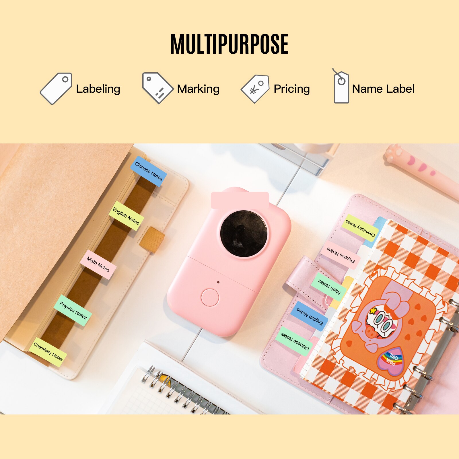 Aibecy Color Label Paper Self-Adhesive Thermal Paper Roll 14*50mm 130sheets/roll Compatible with Phomemo D30 Thermal Printer