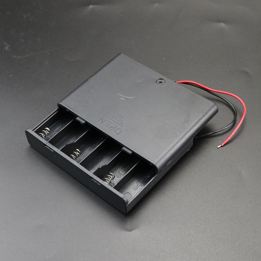 Aa batteriholder kasse med ledninger tænd / sluk-kontakt dæksel 2 3 4 6 8 slot standard batteri container til diy batterirum: D