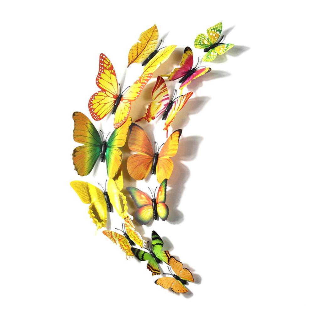 12 Pcs Pvc Vlinder Muur Decor 3D Vlinders Muurstickers Art Decals Woondecoratie Decoratie Op De Muur