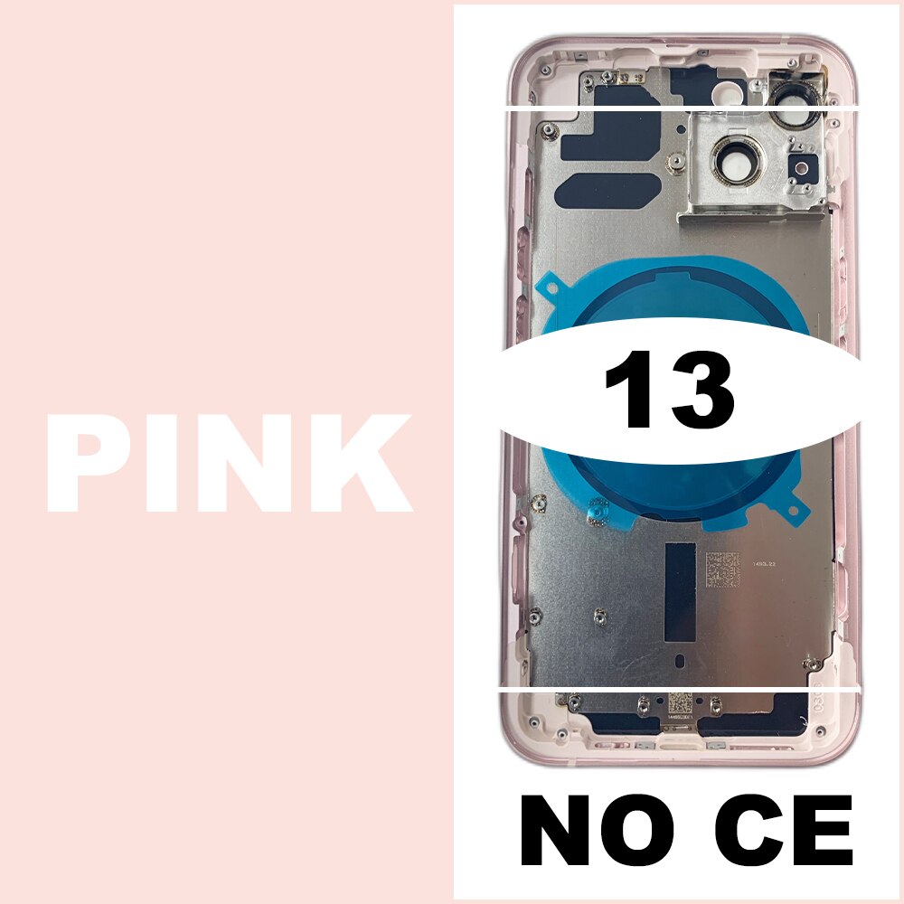 Housing For iPhone 13 Battery Back Cover + Middle Chassis Frame + SIM Tray + Side Key Parts For iPhone 12: 13-Pink - NO CE