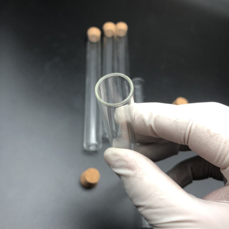 10pcs/Pack 18x180mm Lab Flat Bottom Glass Test Tube With Cork Stoppers Laboratory Glassware Container