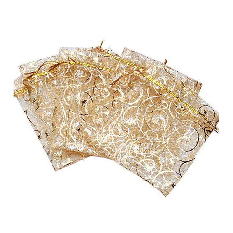 100Pcs Organza Tassen Mooi Sieraden Verpakking Tassen Wedding Christmas Pouches Bag 9X12 Cm