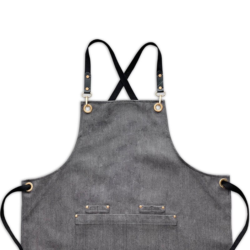 Denim Apron Coffee Shop and Hairdresser Chef Protection Suit Bib Cooking Kitchen Aprons for Woman Man Apron Overall