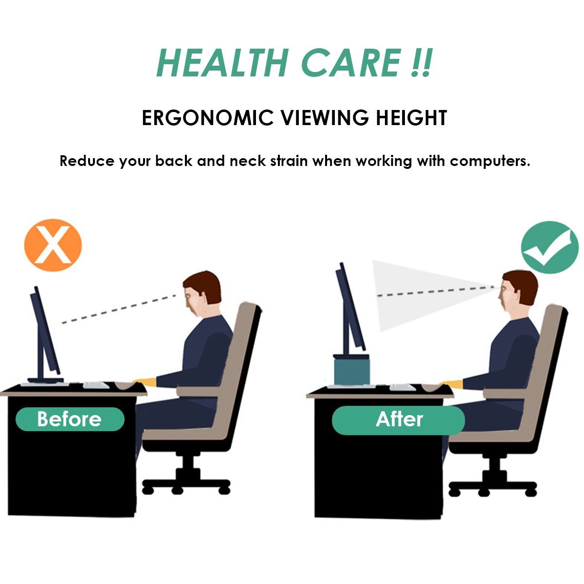 Computer Monitor Heightening Stand PP Material Laptop Keyboard Base with Drawer Makeup Brush/Pen/Stationery Desktop Organizer