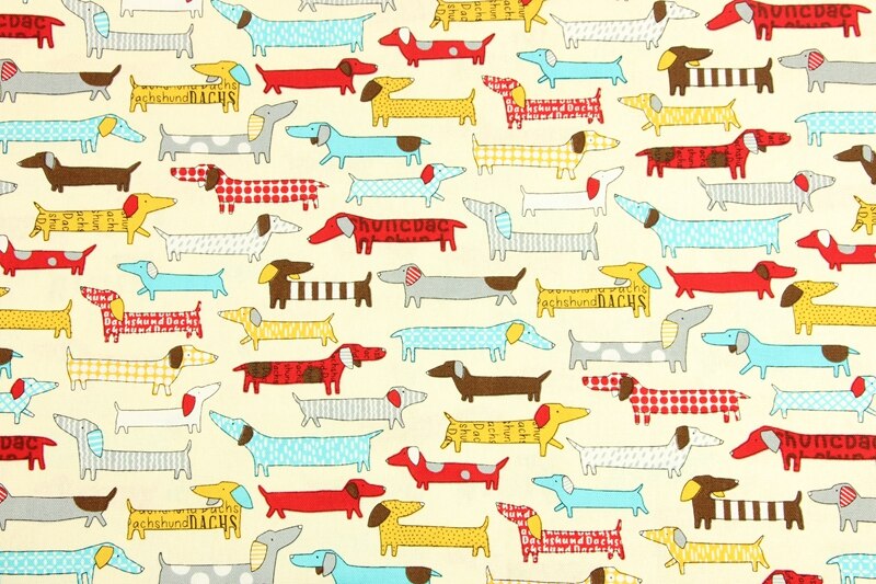 Tissu en coton imprimé teckel largeur 110cm pour couture, patchwork, vêtements pour garçons, jupes et écharpes: 2 / 90 x 110cm