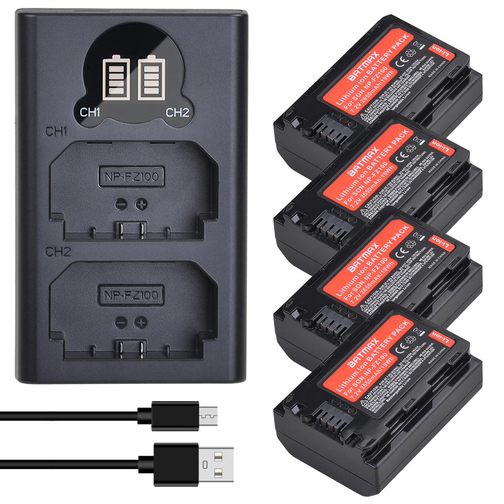 2Pcs 2650Mah NP-FZ100 Np FZ100 Batterij + Lcd Dual Usb Lader Voor Sony Alpha A7III A7R Iii A9 alpha 9 A7R3 A6600 Camera 'S