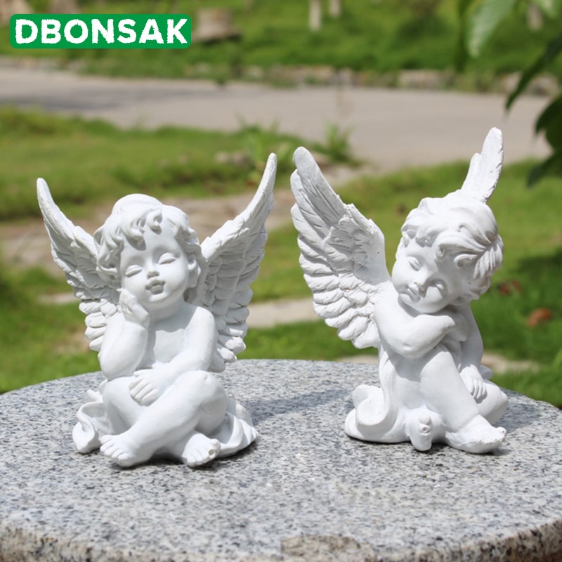 Europeisk harpiks hvitt måke søt amor engel dekorasjon håndverk skrivebord ornament jul bryllup figurer