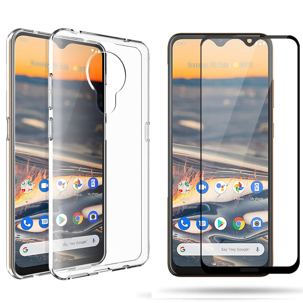 3in1 Volledige Cover Gehard Glas Case Camera Lens Screen Protector Beschermende Glas Voor Nokia 5.3 Ta-1234 Ta-1223 Ta-1227 Ta-1229: 2 in clear case