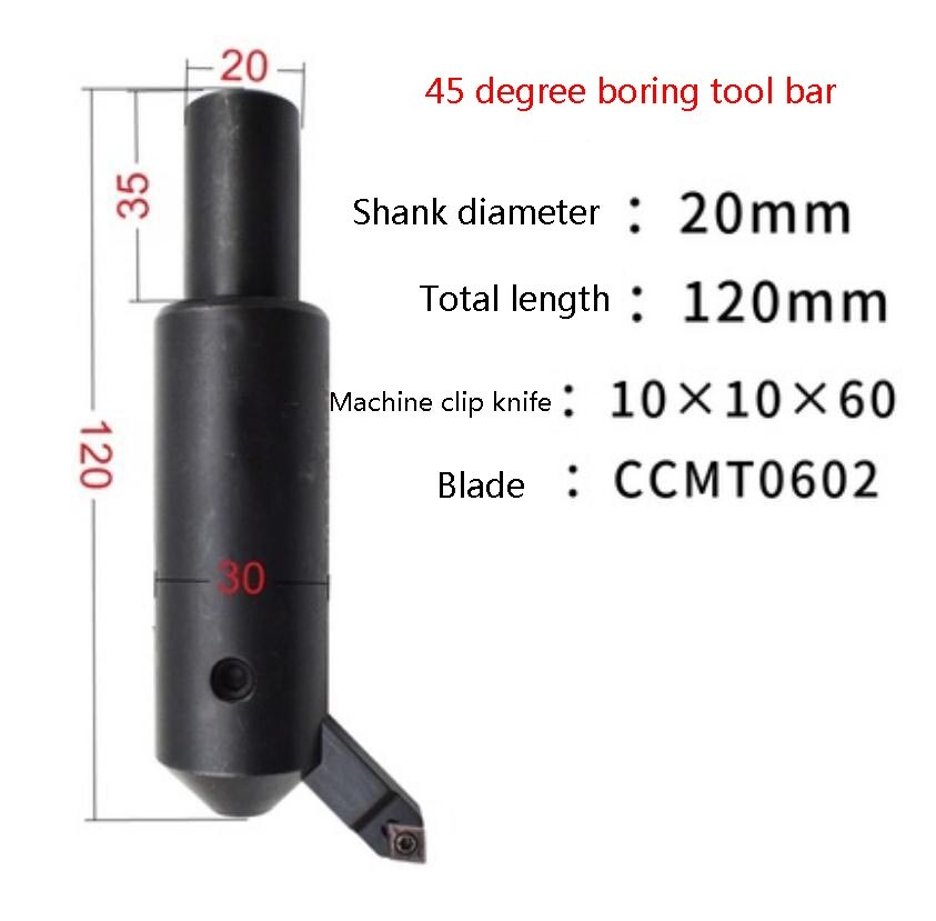 1pc Milling Machine Boring Bar C20 Shank Adjustable Boring Reaming Toolholder 45 Degree Thick Boring Tool Shank Lathe Tool: Gold