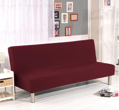 Solid Color Solid Sofa Cover Elastic fabric sofa cover Sofa Slipcover Candy Green All-inclusive Cover For Couch Without Armrest: wine red