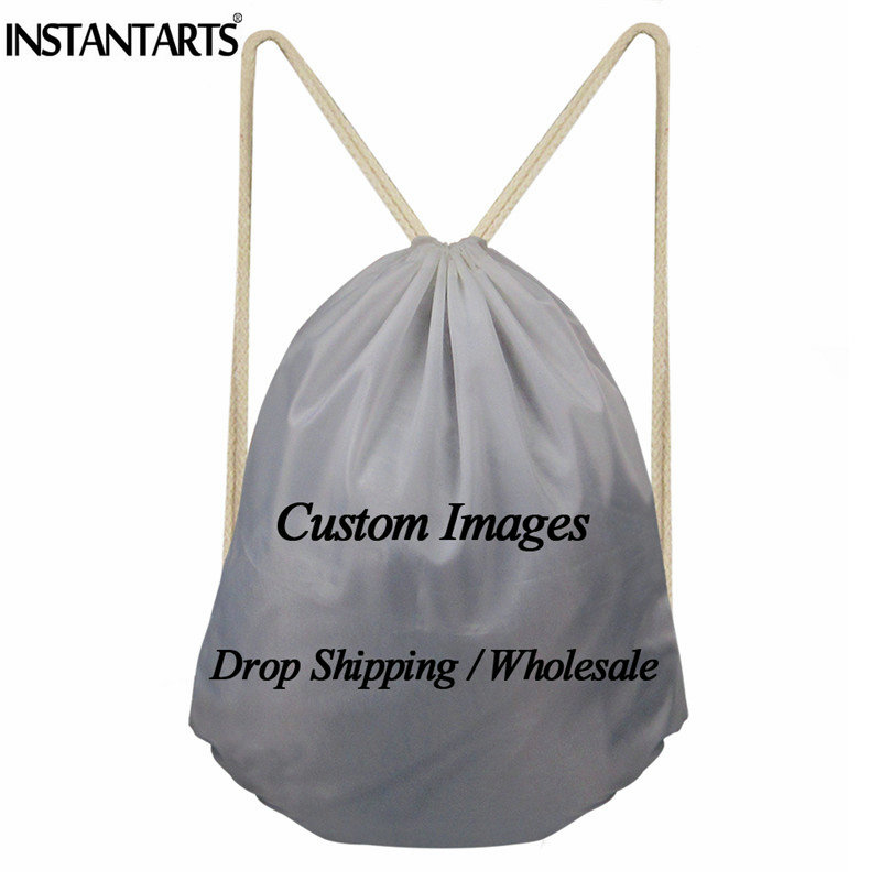 INSTANTARTS Cool Ball Printed Men's Drawstring Bags Casual Male Football Bags Shoes Storage Bags Dasily Use String Backpack Man: customZ3