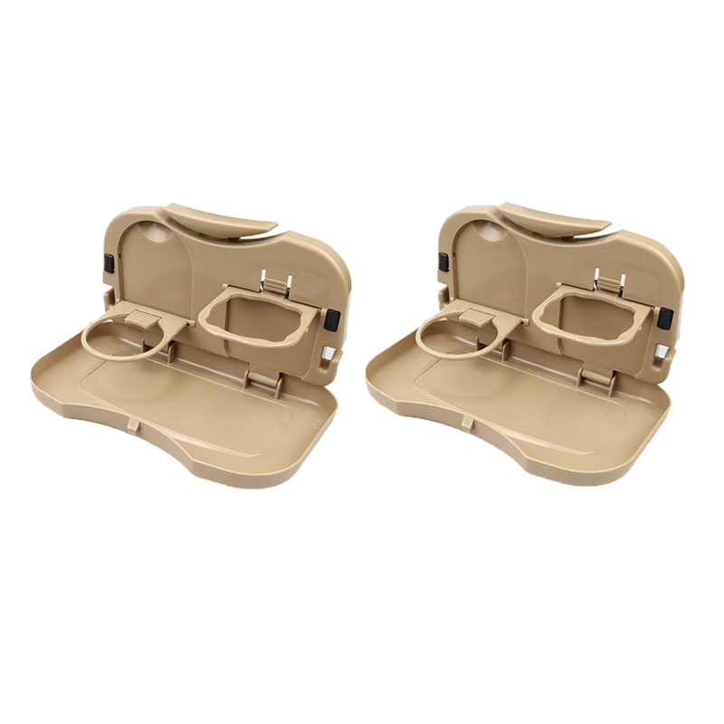 Bil drikkeholder sammenfoldelig bil kopholder beslag til mad auto bagsæde bagsæde bord kop telefon holder bil opbevaringsboks universal: 2 stk beige