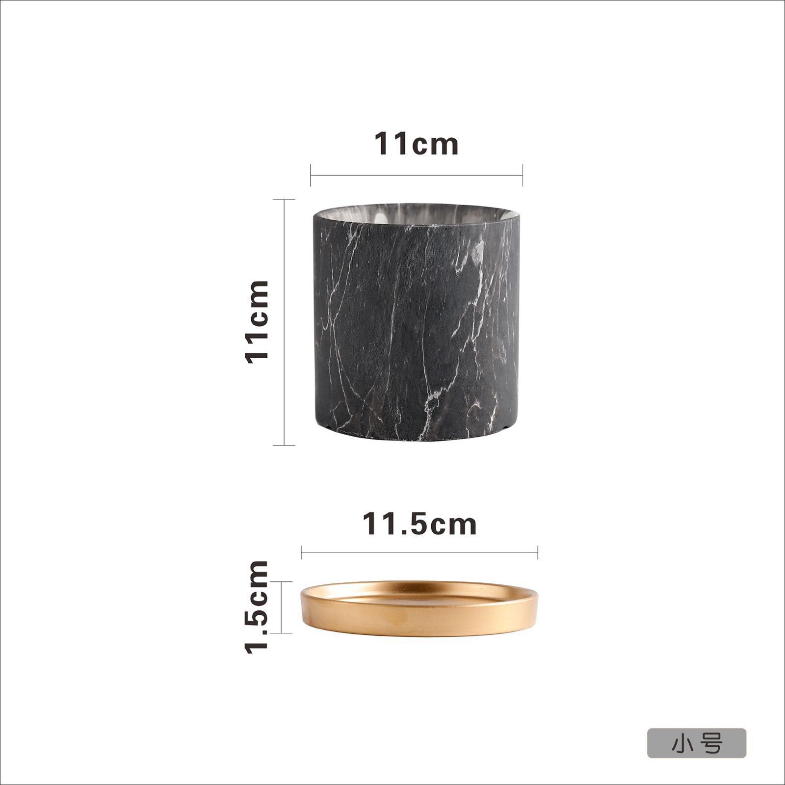 Black Marble Texture Flower Pots Planters Ceramic Vase Garden Pots Pen Holder Dest Top Decor