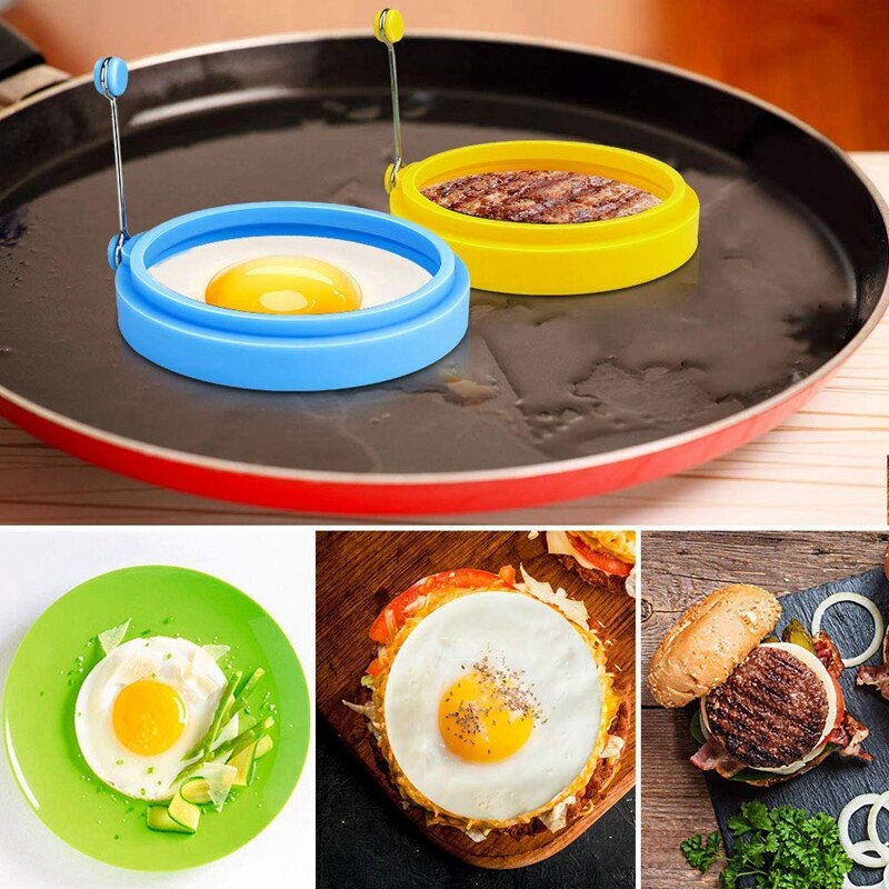 6Pcs Silicone Egg Rings, 4 Inch Egg Ring for Frying Eggs, Egg Mcmuffin Ring, Non Stick Fried Egg Ring Mold, Pancake Ring