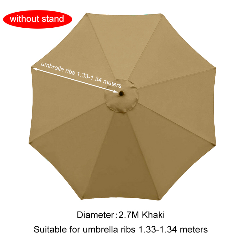 2/2.7/3M Parasol Vervangbare Doek Zonder Stand Outdoor Tuin Patio Banaan Paraplu Cover Waterdicht Zonnescherm Luifel: 2.7m Khaki for 8 Rib