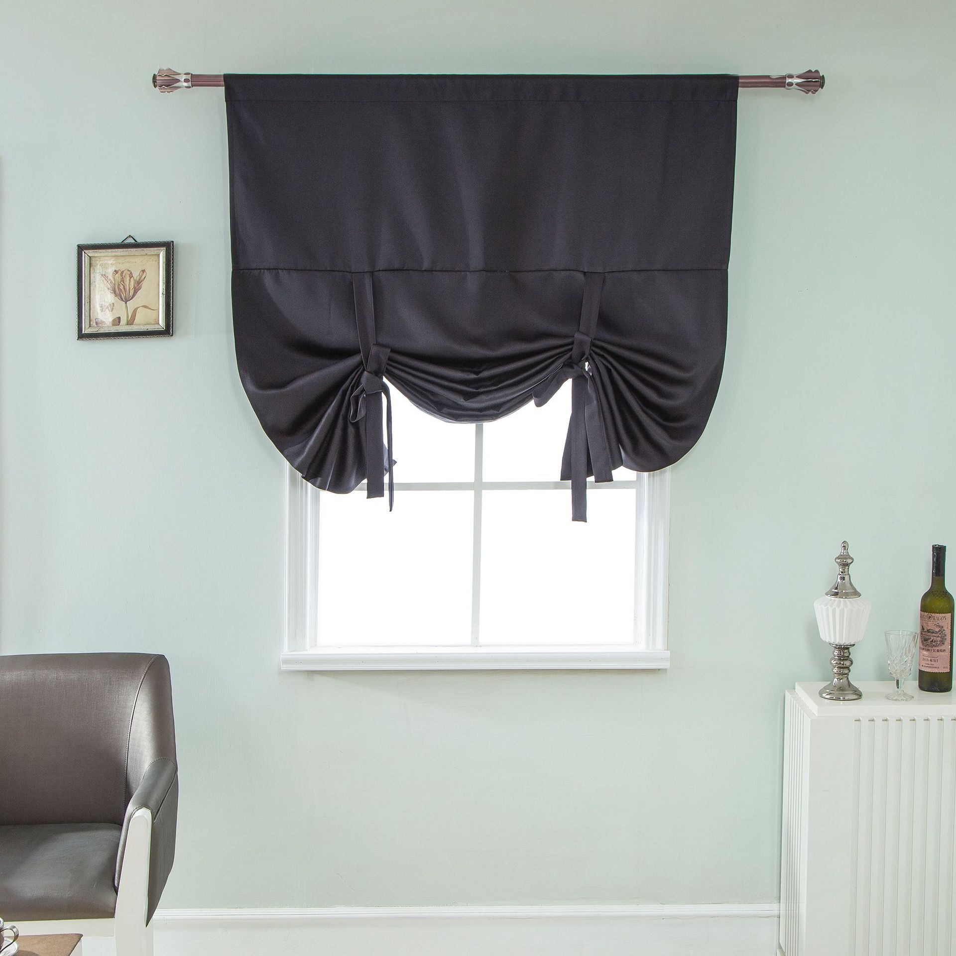 Sunnyrain 1-piece blackout quarto cortina da cozinha cortinas de janela curta sala de estar haste bolso: Black