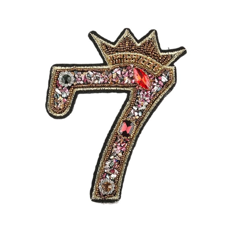 Parche de número 0-9, corona con cuentas de diamantes de imitación para coser/planchar en aplique, insignia, decoración DIY