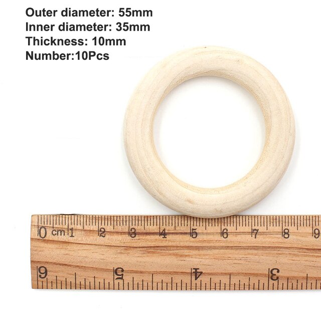 15-100mm Unfinished Wooden Rings for Crafts Natural Wood Rings DIY Wood Hoops Ornaments Connectors Jewelry Making Ring Pendant: 55mm 10pcs