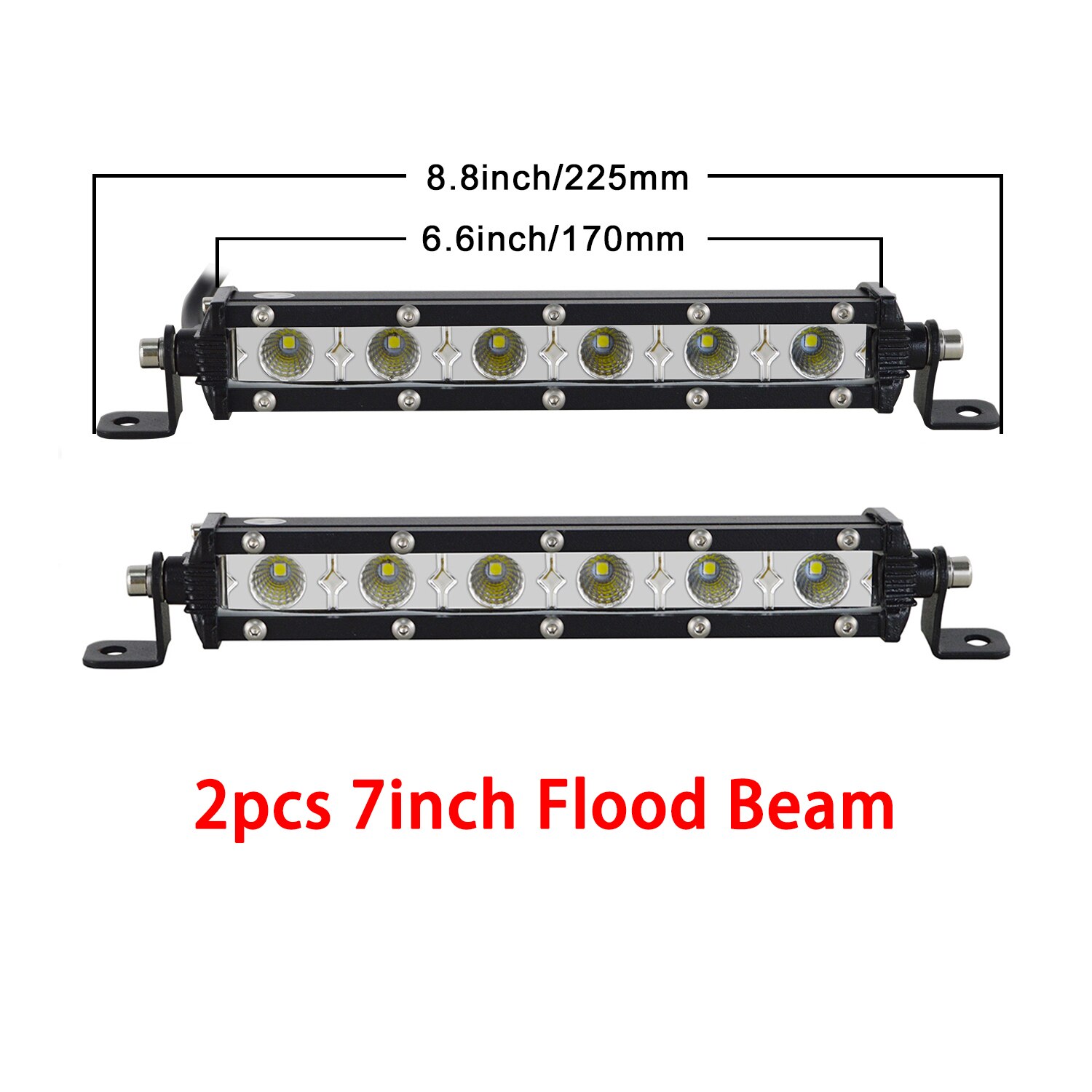 Offroad 4X4 Car Hood Bullbar 7" 13" 20" 25" 30" 38" Slim LED Light Bar Pickup UTV SUV Bumper Flood Fog Spotlights Driving Lamp: 2pcs 7in Flood Beam
