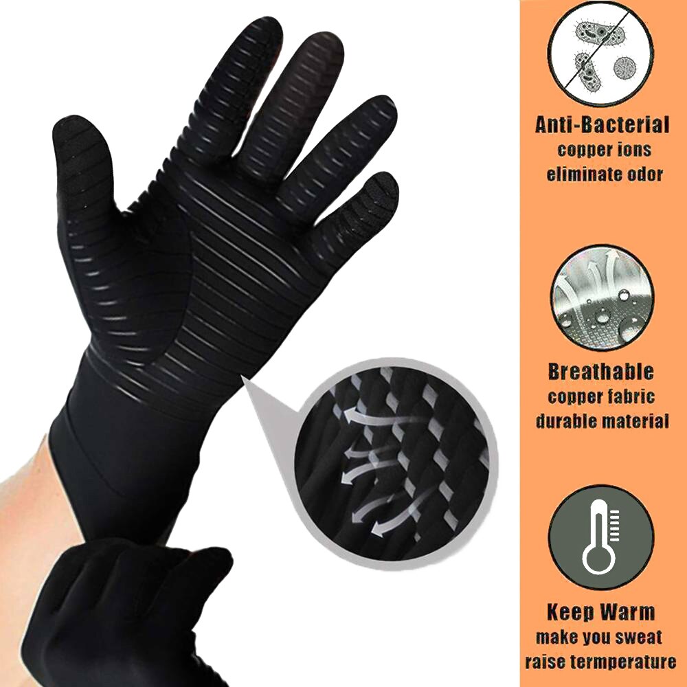 Copper Infused Arthritis Compression Gloves Full Finger Relieve Rheumatoid RSI Carpal Tunnel Tendonitis Joint Pain Relief